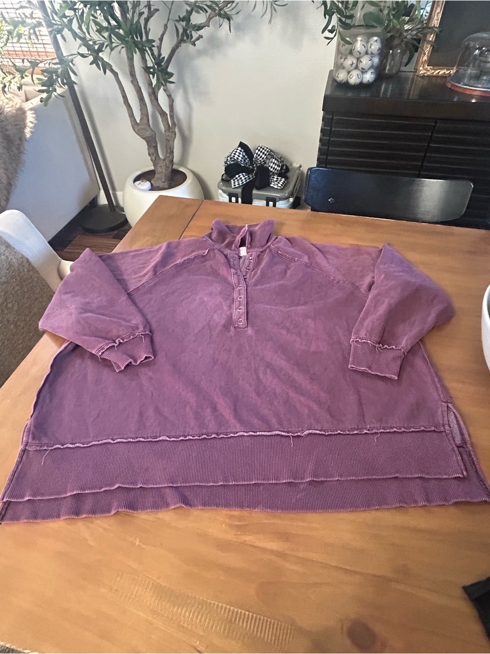 AE Washed Berry Henley Pullover Shirt